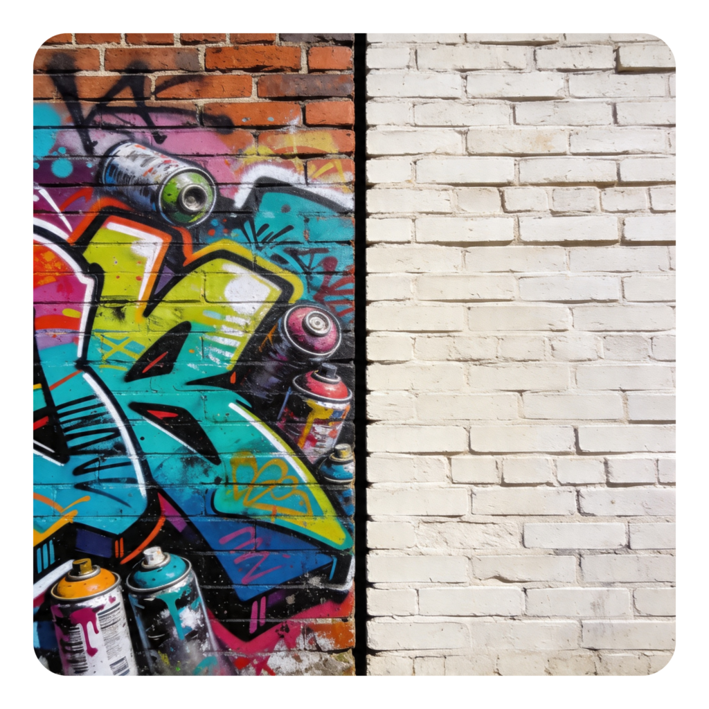 Professional graffiti removal using a vacuum blasting system